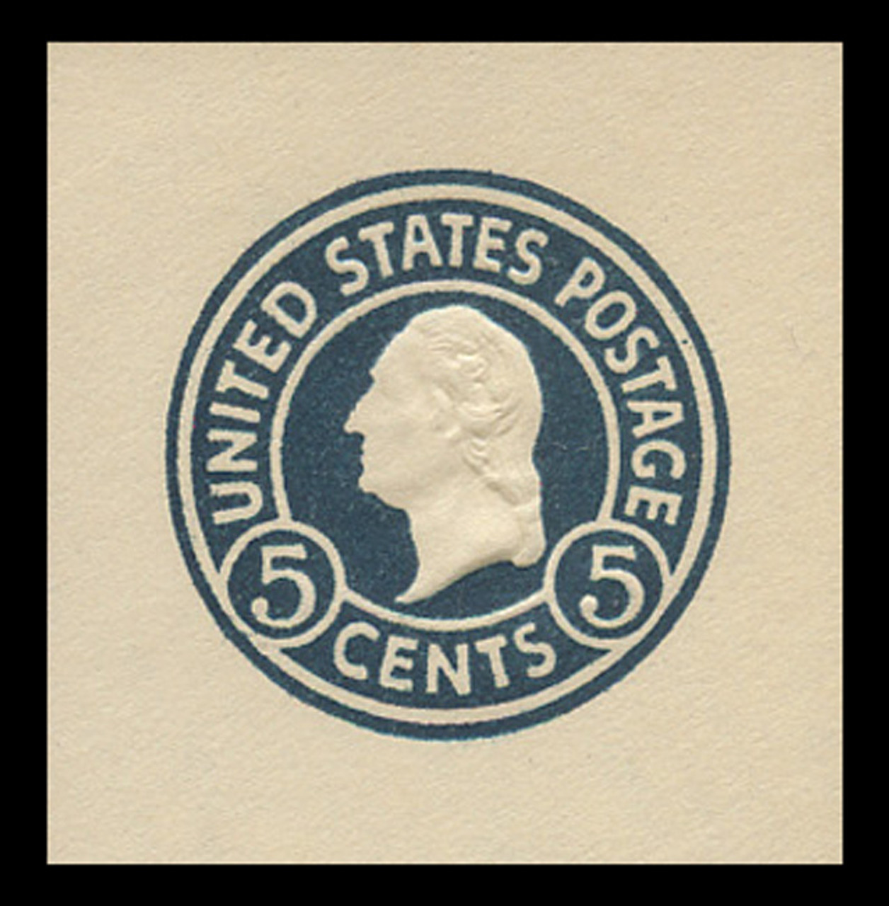 USA Scott # U 443, 1915-32 5c Washington, Scott Die U93, blue on white, Die 1 - Mint Cut Square