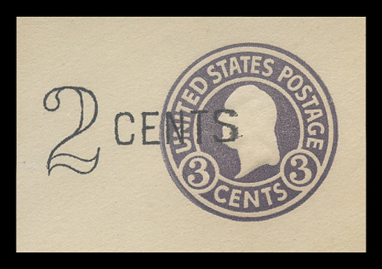 USA Scott # U 446a, 1920-1 2c on 3c (U436b) Washington, dark violet on white, Die 5 - Mint Cut Square