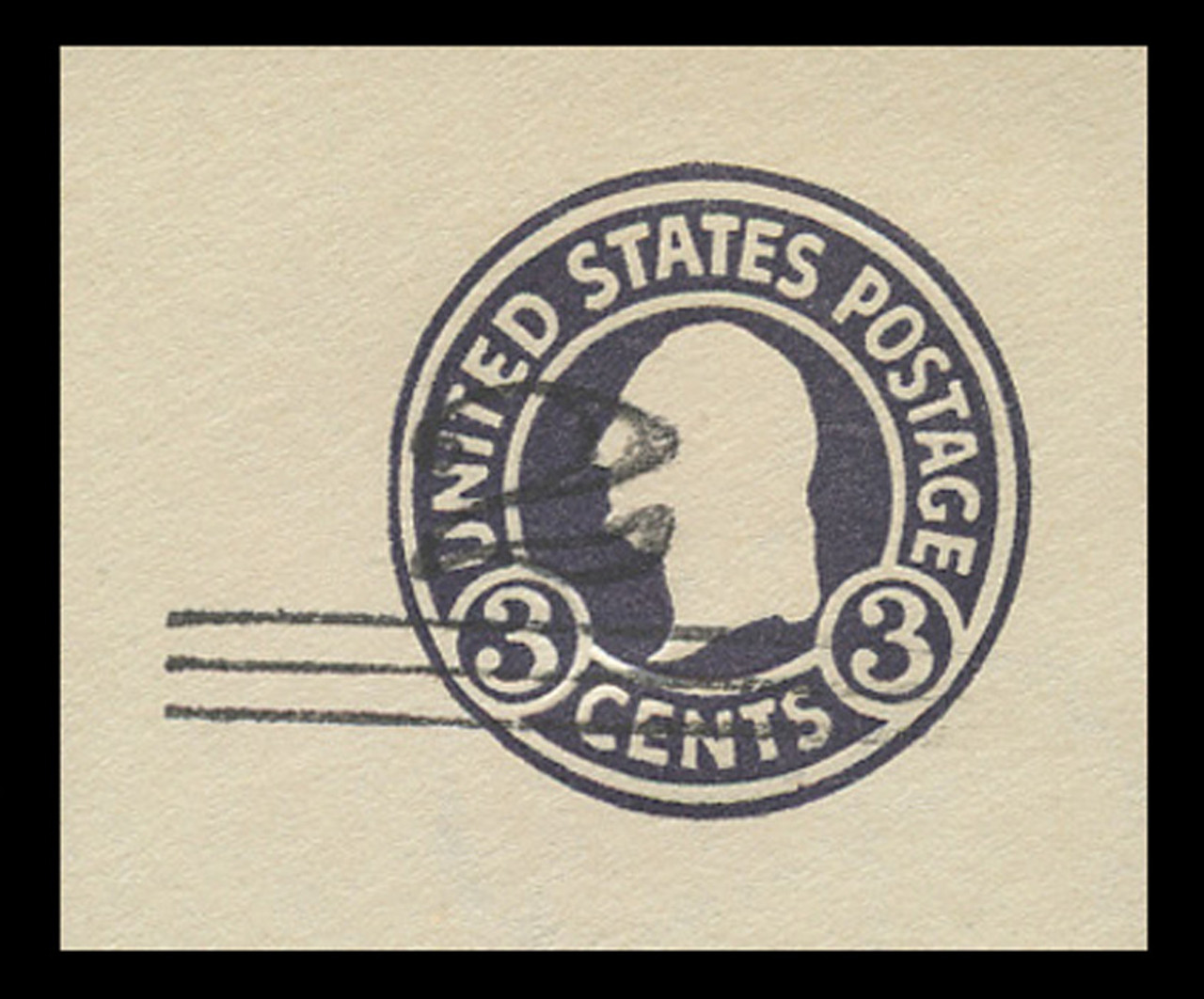 USA Scott # U 448, 1920-1 2c on 3c (U436a) Washington, dark violet on white, Die 1 - Mint Cut Square