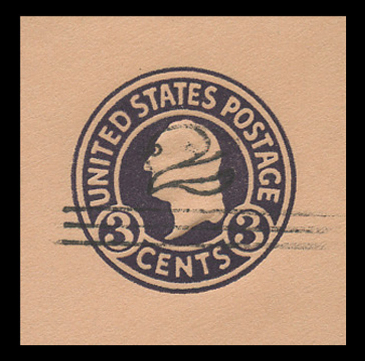 USA Scott # U 450b, 1920-1 2c on 3c (U438b) Washington, dark violet on blue, Die 6 - Mint Cut Square