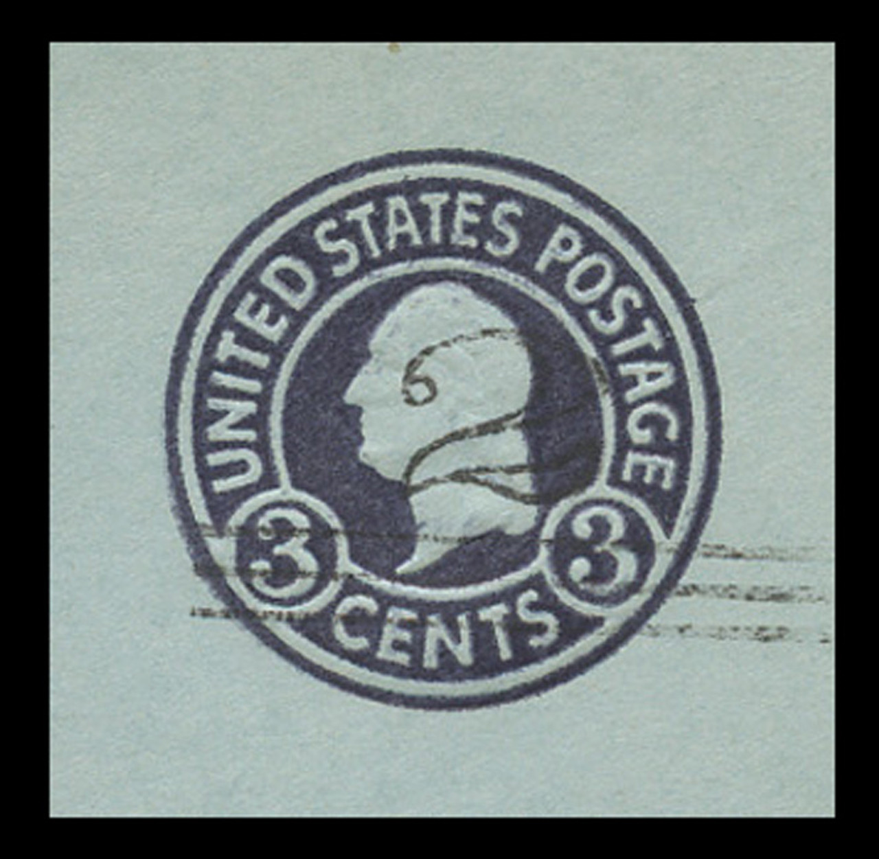 USA Scott # U 451b, 1920-1 2c on 3c (U438b) Washington, dark violet on blue, Die 5 - Mint Cut Square