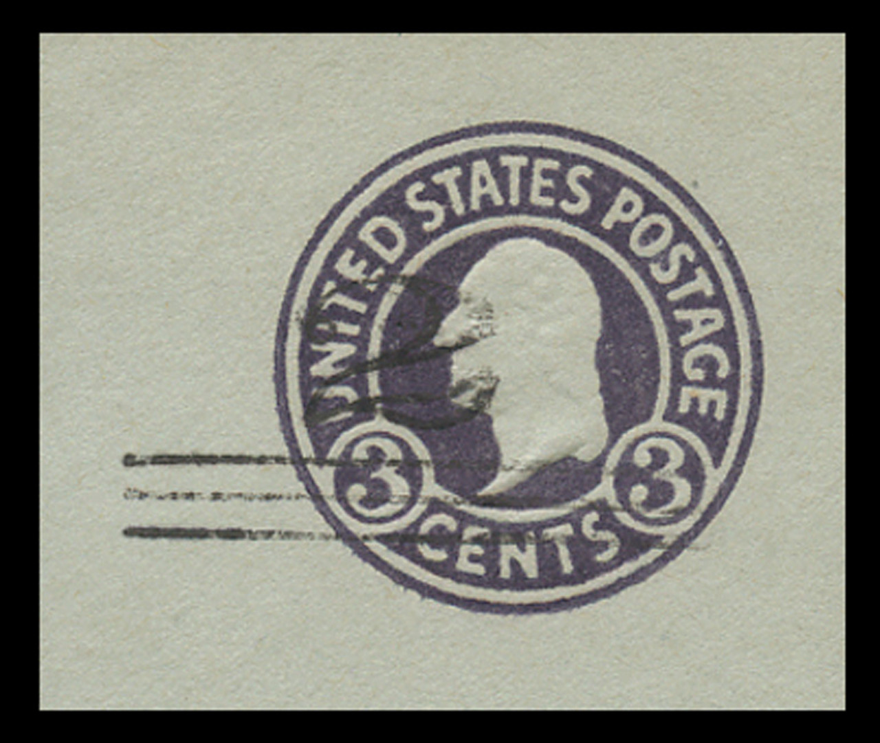 USA Scott # U 451c, 1920-1 2c on 3c (U438c) Washington, dark violet on blue, Die 6 - Mint Cut Square