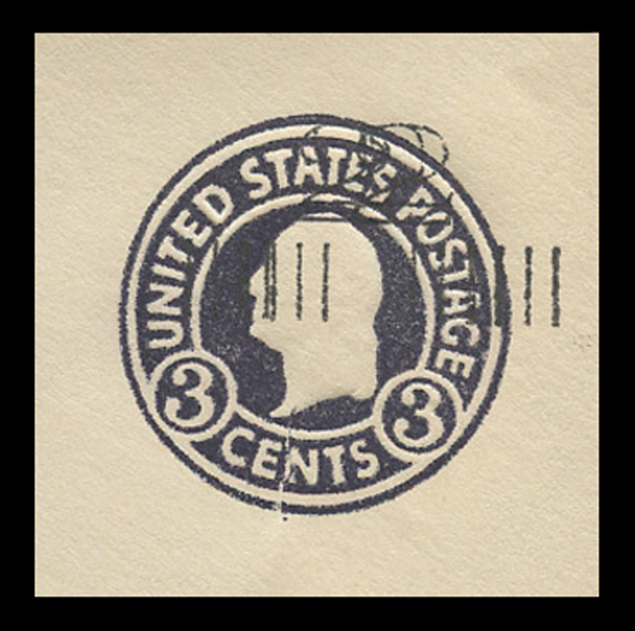 USA Scott # U 468d, 1920-1 2c on 3c (U436a) Washington, dark violet on white, Die 1, Double Surcharge - Mint Cut Square