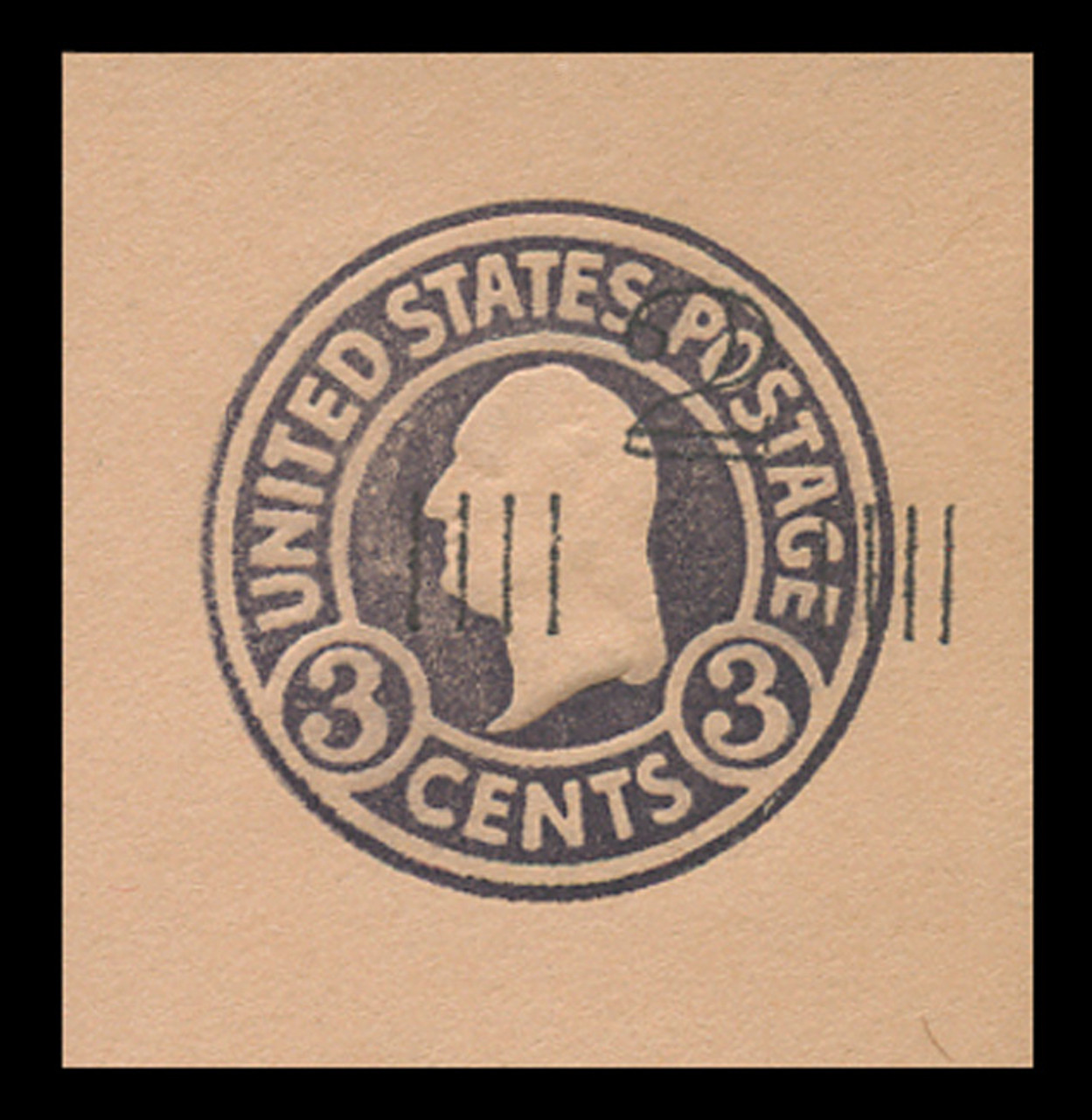 USA Scott # U 470a, 1920-1 2c on 3c (U438a) Washington, dark violet on oriental buff, Die 5 - Mint Cut Square