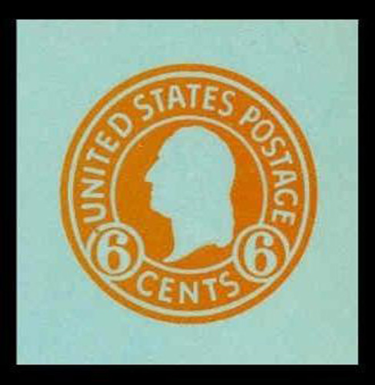 USA Scott # U 531, 1932 6c Washington, Orange on Blue - Mint Cut Square