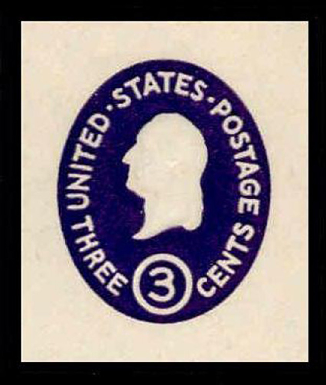 USA Scott # U 534c, 1950 3c Washington, Die 3 - Mint Cut Square