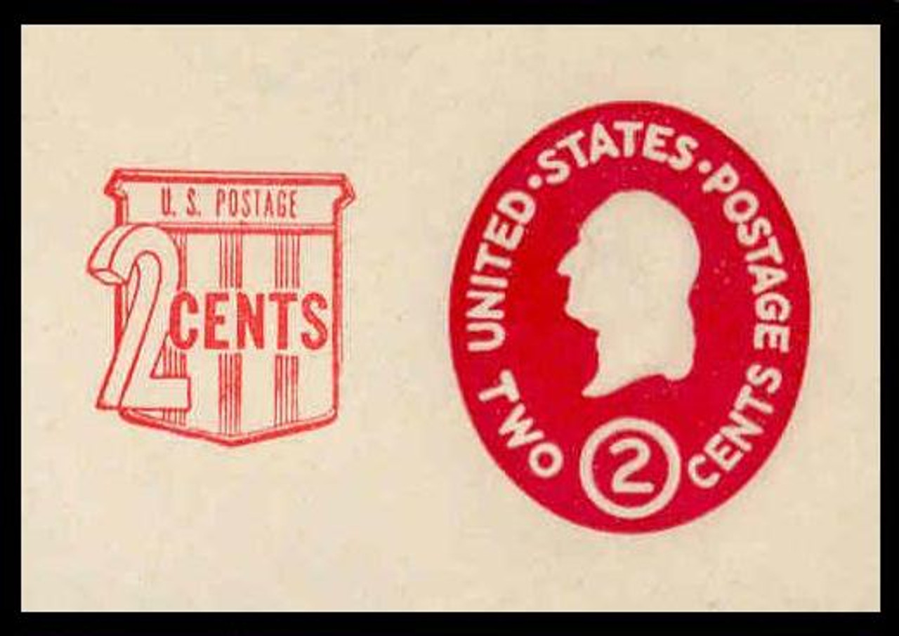 USA Scott # U 538a, 1958 2c (U533b) + 2c Washington, Die 2 - Mint Cut Square