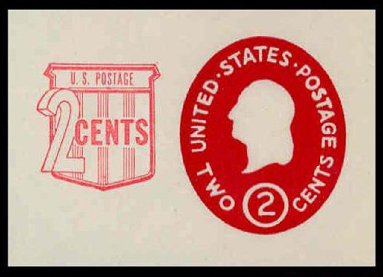 USA Scott # U 538b, 1958 2c (U533) + 2c Washington, Die 3 - Mint Cut Square