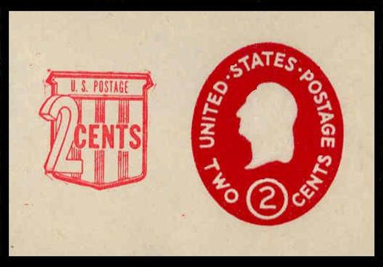 USA Scott # U 538c, 1958 2c (U533c) + 2c Washington, Die 4 - Mint Cut Square