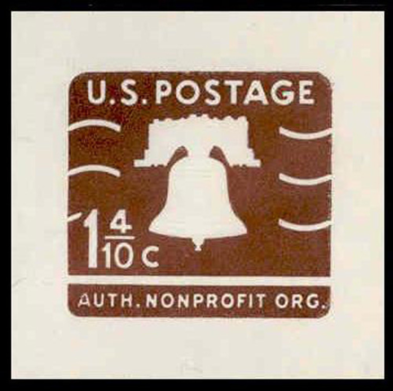 USA Scott # U 548 1968 1.4c Liberty Bell Non-Profit, brown - Mint Cut Square