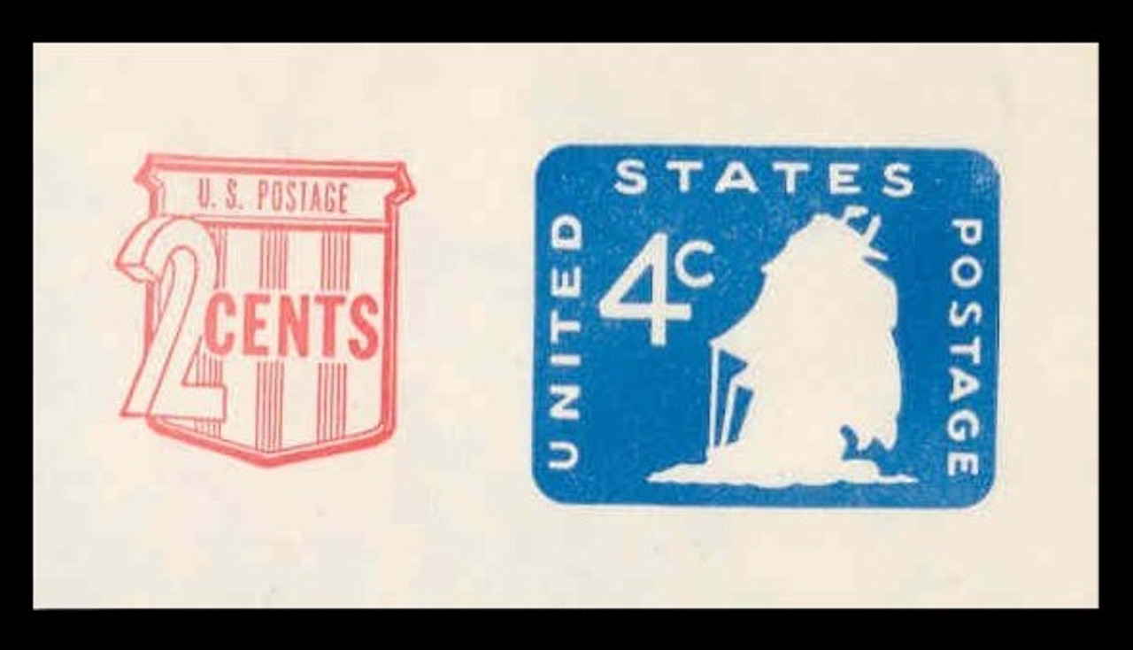 USA Scott # U 552, 1968 4c (U549) + 2c Old Ironsides - Mint Cut Square