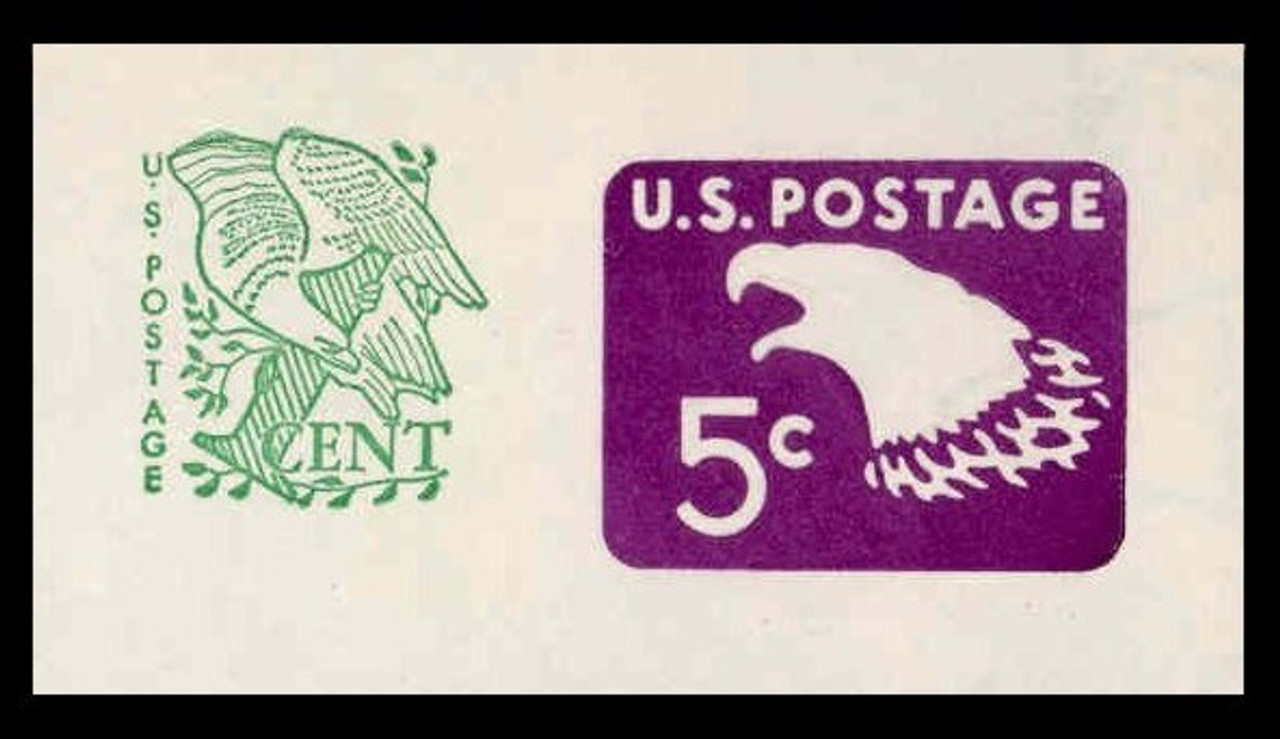 USA Scott # U 553a, 1968 5c (U550a) + 1c Eagle - Tagged - Mint Cut Square