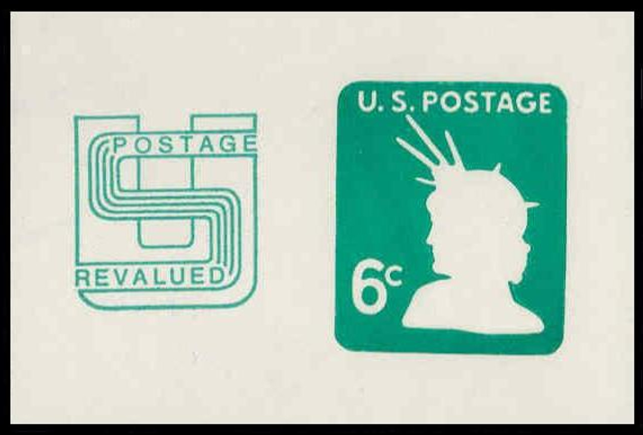 USA Scott # U 561, 1971 6c (U551) + 2c Head of Statue of Liberty - Mint Cut Square
