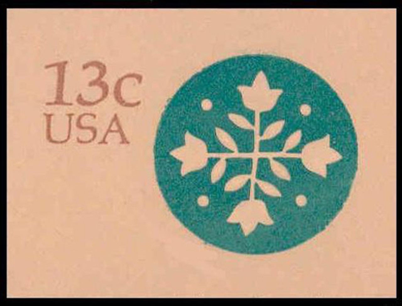 USA Scott # U 572 1976 13c American Homemaker - Quilt - Mint Cut Square