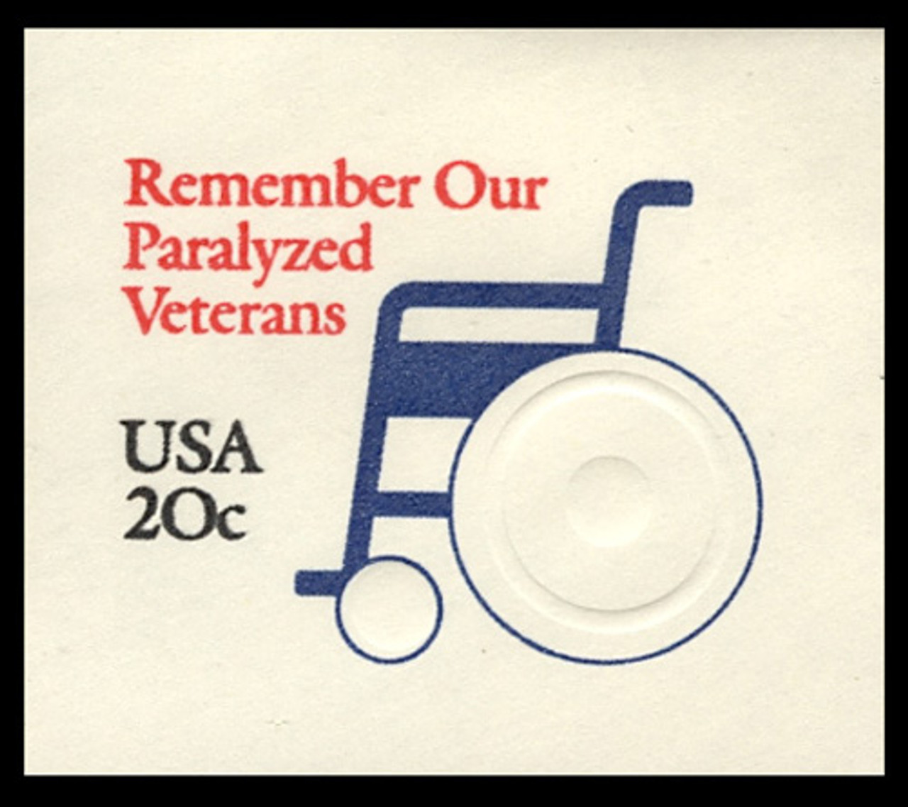 USA Scott # U 605 1983 20c Remember our Paralyzed Veterans - Mint Cut Square