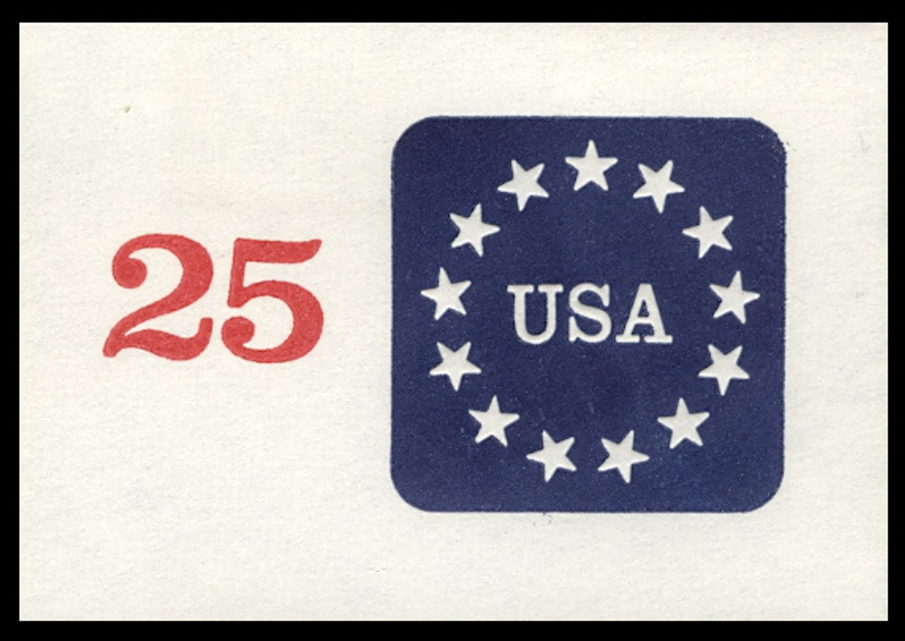 USA Scott # U 611L 1988 25c Stars & USA., Slightly Larger "25" - Mint Cut Square