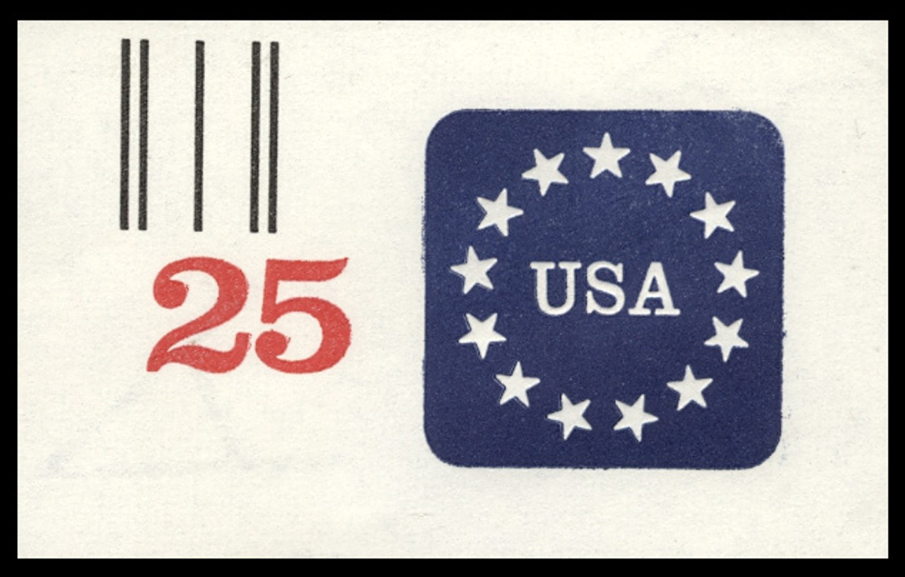 USA Scott # U 611S 1988 25c Stars & USA., Bar-Coded Cut from Virginia 2nd Chance Lottery - Mint Cut Square