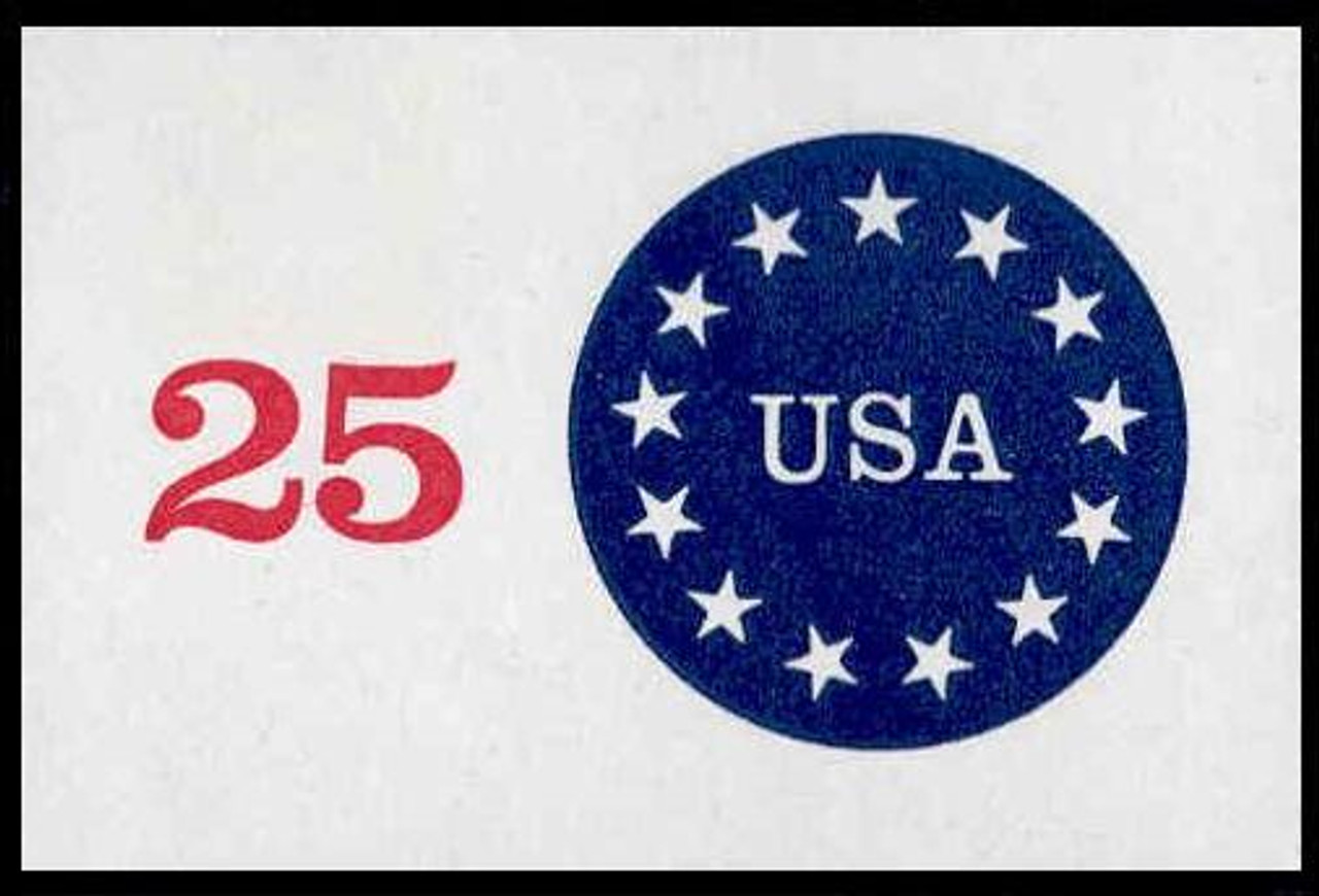 USA Scott # U 615 1989 25c Stars & USAA. - Round Design - Mint Cut Square