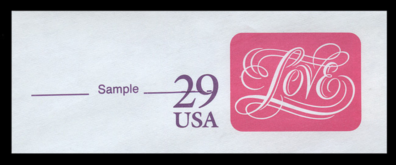 USA Scott # U 621S 1991 29c Love, Specimen (Sample) Overprint - Mint Cut Square