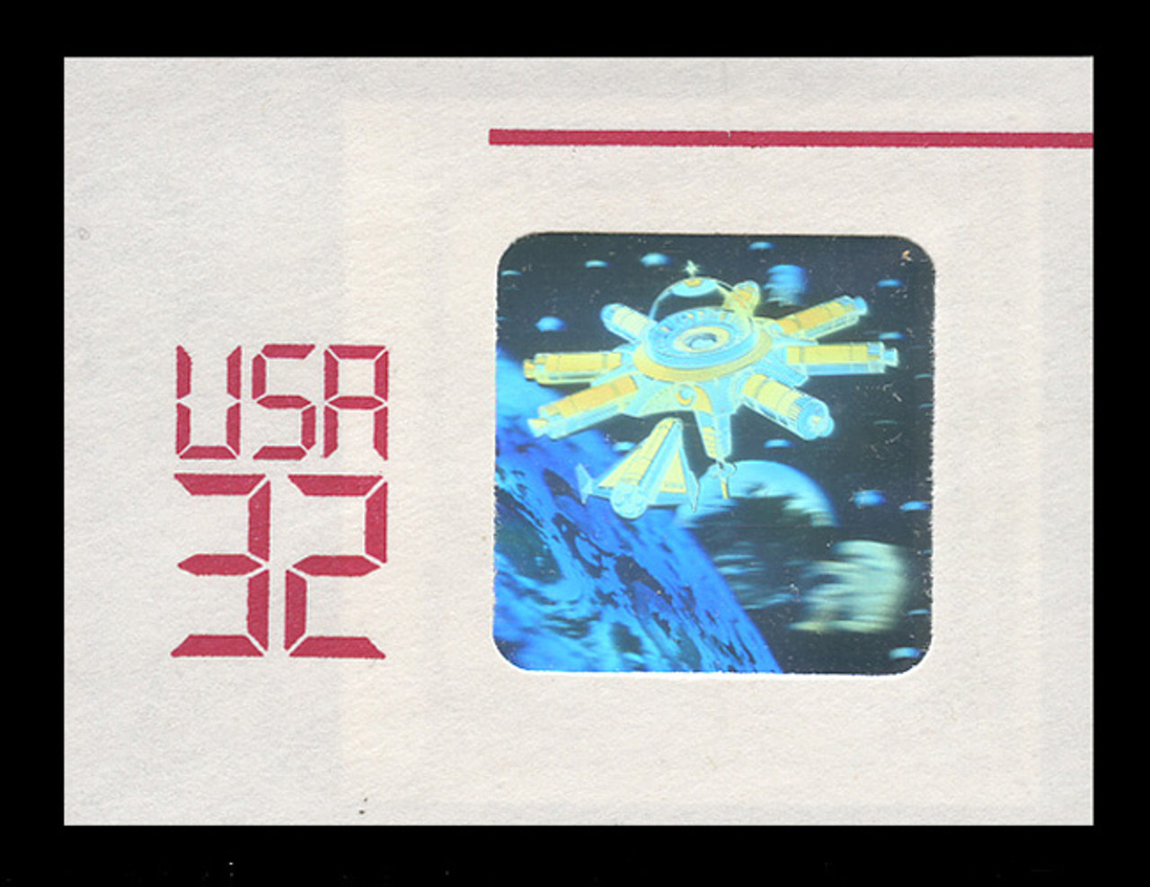 USA Scott # U 639 1995 32c Space Shuttle & Station Hologram - Mint Cut Square
