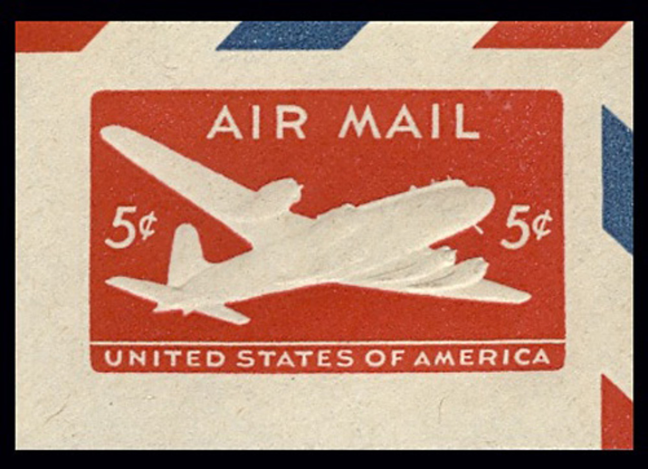 USA Scott # UC 15 1946 5c DC-4 Skymaster, Die 2, Border b(2) - Mint Cut Square (See Warranty)