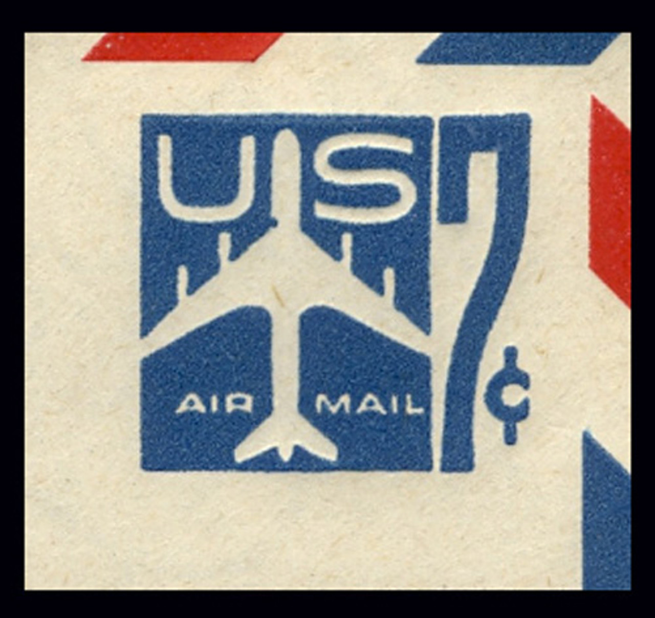 USA Scott # UC 33 1958 7c Jet Airliner, Blue, Border d(4) - Mint Cut Square (See Warranty)