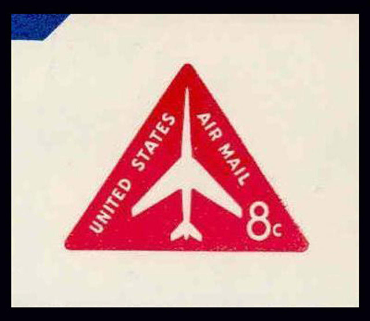 USA Scott # UC 37 1965 8c Jet Airliner, Red, Border 6 - Mint Cut Square (See Warranty)