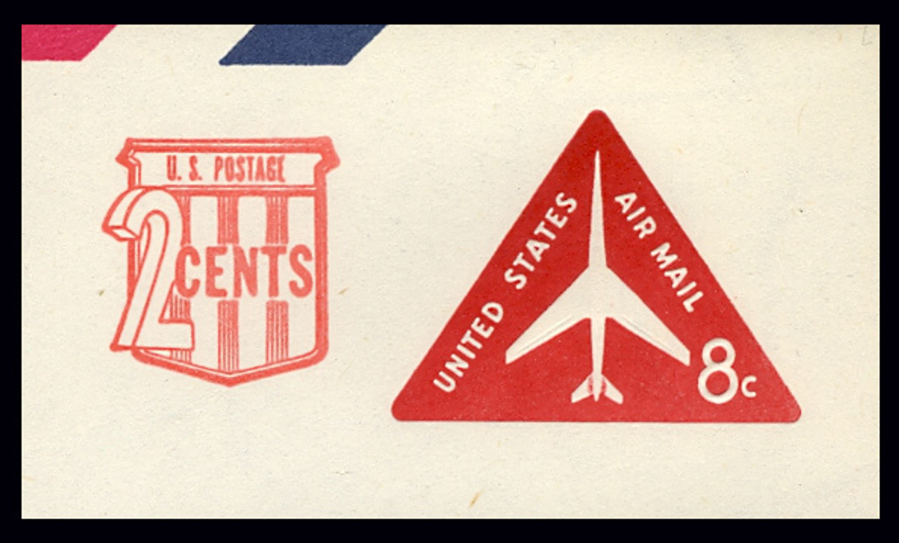 USA Scott # UC 41 1968 8c (UC37) + 2c Jet Airliner, Red, Border 6 - Mint Cut Square (See Warranty)