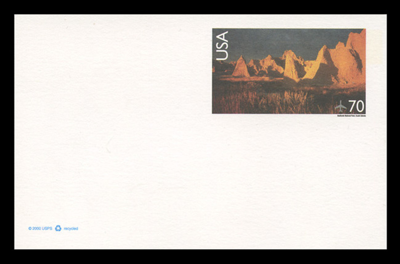 U.S. Scott # UXC 28, 1999 70c Badlands National Park, South Dakota - Mint Postal Card