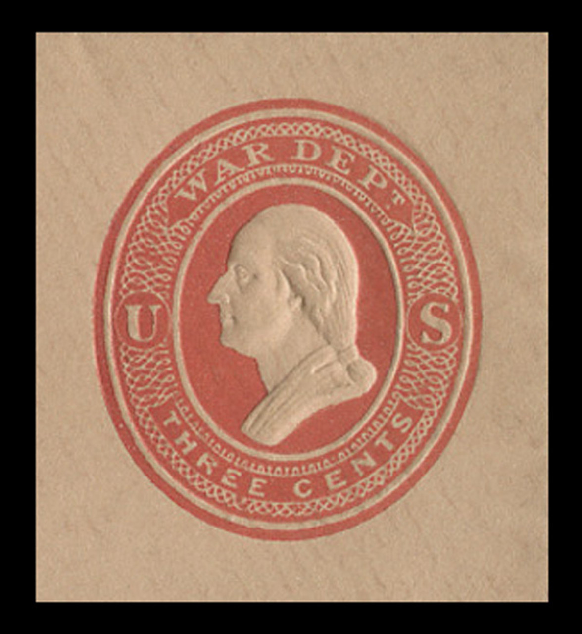 USA Scott # UO  55 1875 3c Washington, red on fawn - Mint Cut Square