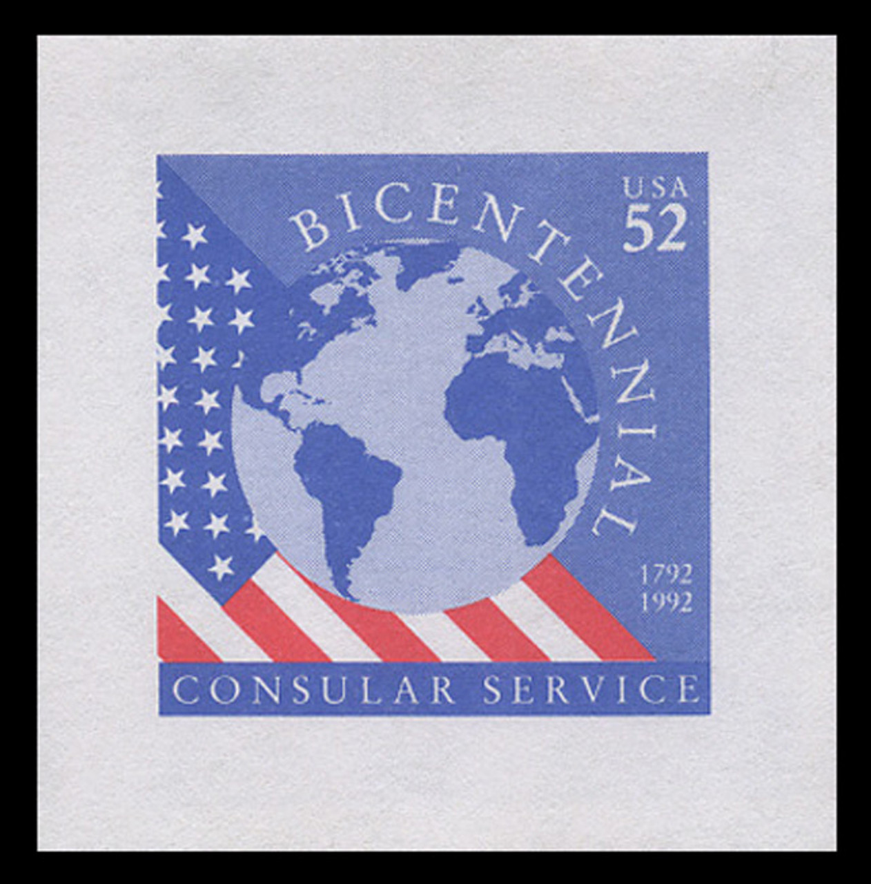 USA Scott # UO  86a 1992 52c Consular Service - Dull Paper - Mint Cut Square