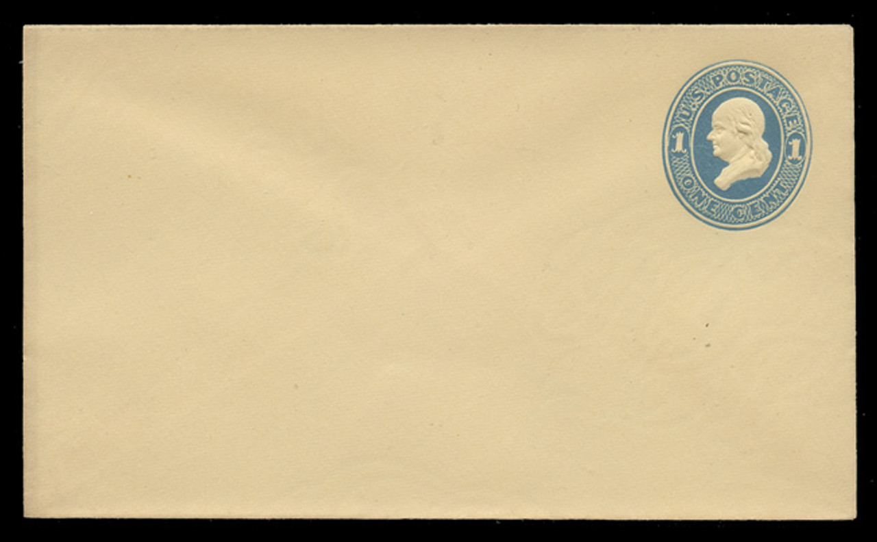 USA Scott # U 114/07, UPSS #271/07 1874-86 1c Franklin, Die 2,  light blue on amber - Mint (See "Other Details")