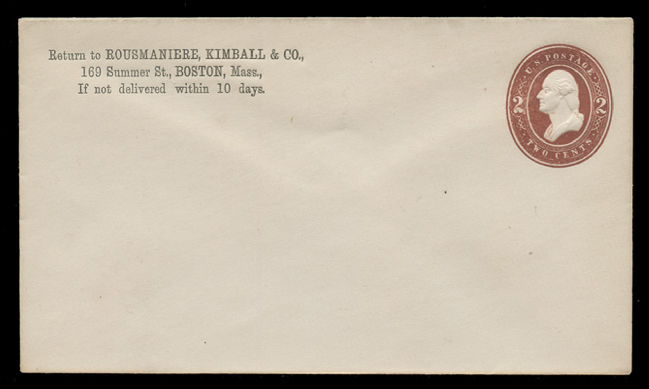 USA Scott # U 260/08, UPSS #687/06 1884 2c Washington (fine lines), brown on white - Mint (See Warranty)