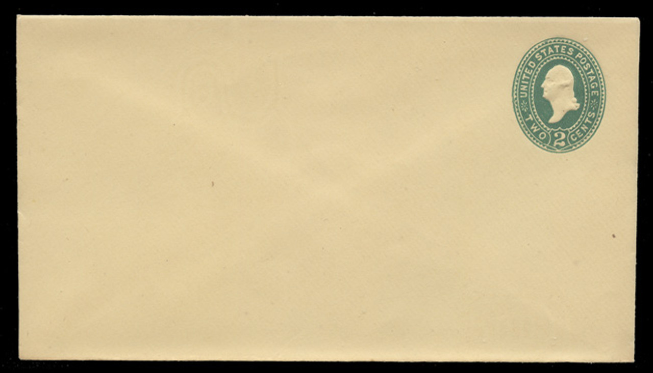 USA Scott # U 312/10, UPSS #956/08 1887-94 2c Washington, Die 2, green on amber - Mint (See Warranty)