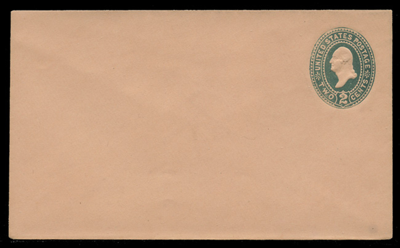 USA Scott # U 313CAP/07, UPSS #1034/12 1887-94 2c Washington, Die 2, green on orientaql buff - Mint (See Warranty)