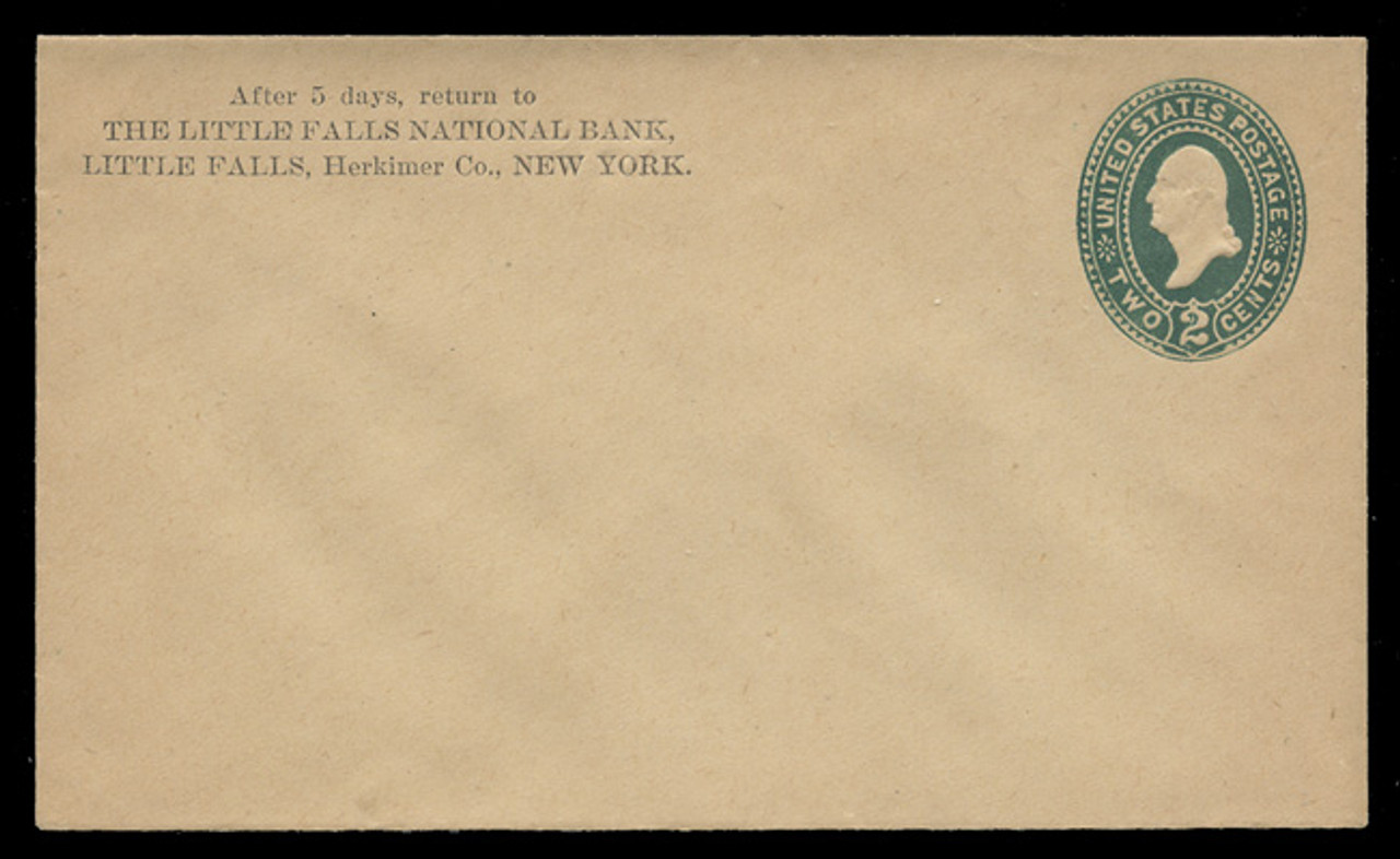 USA Scott # U 315CAP/07, UPSS #1036/12 1887-94 2c Washington, Die 2, green on orientaql buff - Mint (See Warranty)