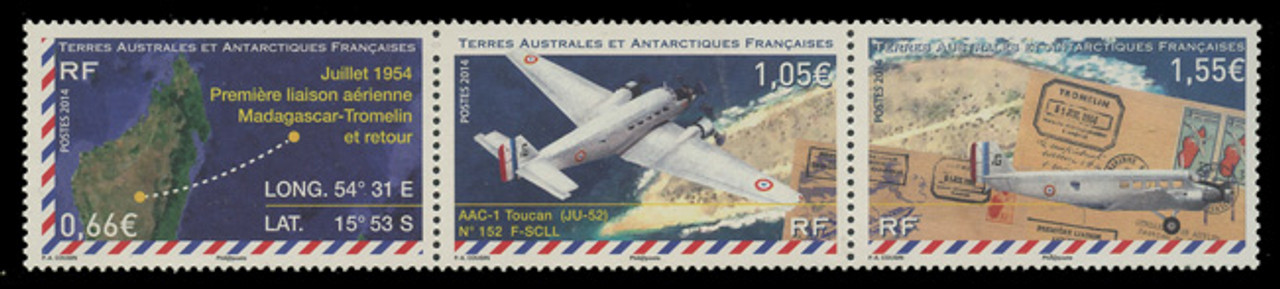 FSAT Scott # 510, 2014 Airplane & Stamps (Strip of 3)