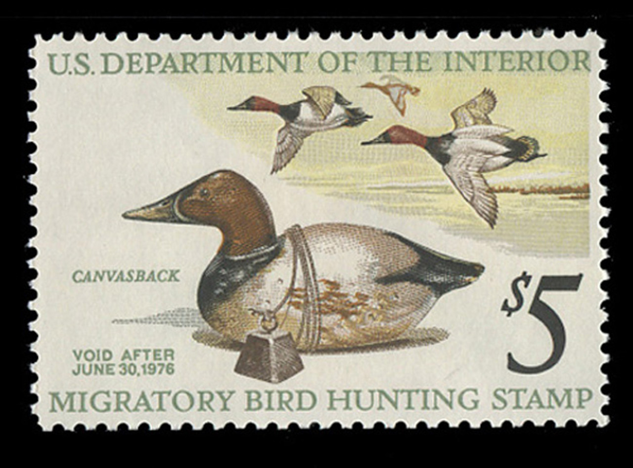 U.S. Scott #RW42, 1975 $5.00 Canvasback Ducks & Decoy