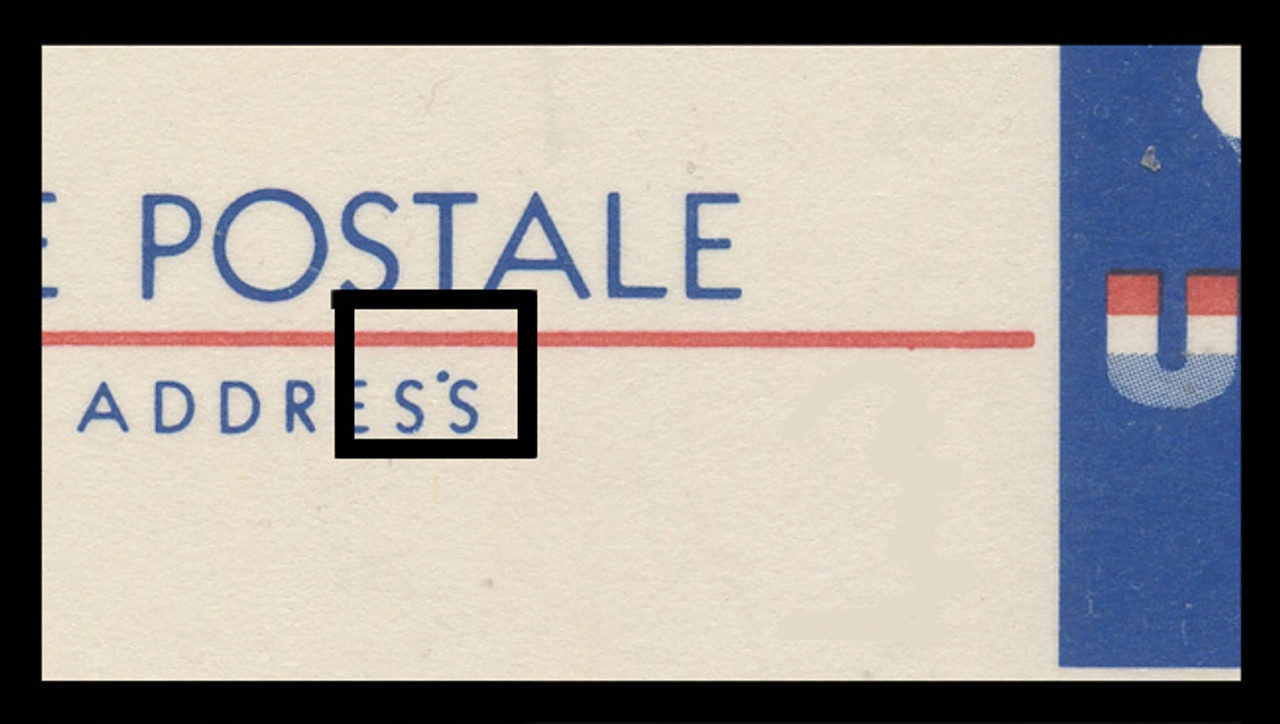 USA Scott # UX  49, 1963 7c Map of the United States, Dot Between the "SS" of ADDRESS - Mint Postal Card (See Warranty)