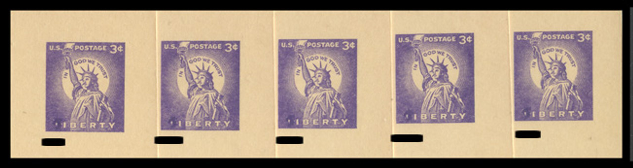 USA Scott # UX  46, 1958 3c Statue of Liberty, Color "Blob" obscures part of the "L" of Liberty - Mint Postal Card (See Warranty)