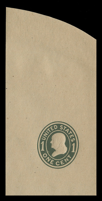 USA Scott # U 405a, 1907-16 1c Franklin, Scott Die U90, green on manila, Die 2 - Mint Full Corner