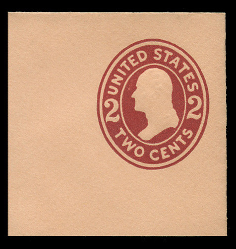 USA Scott # U 408b, 1907-16 2c Washington, Scott Die U90, brown red on oriental buff, Die 3 - Mint Full Corner