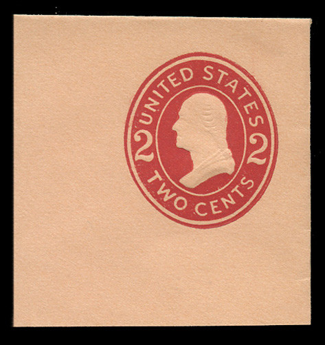 USA Scott # U 413c, 1907-16 2c Washington, Scott Die U91, carmine on oriental buff, Die 4 - Mint Full Corner