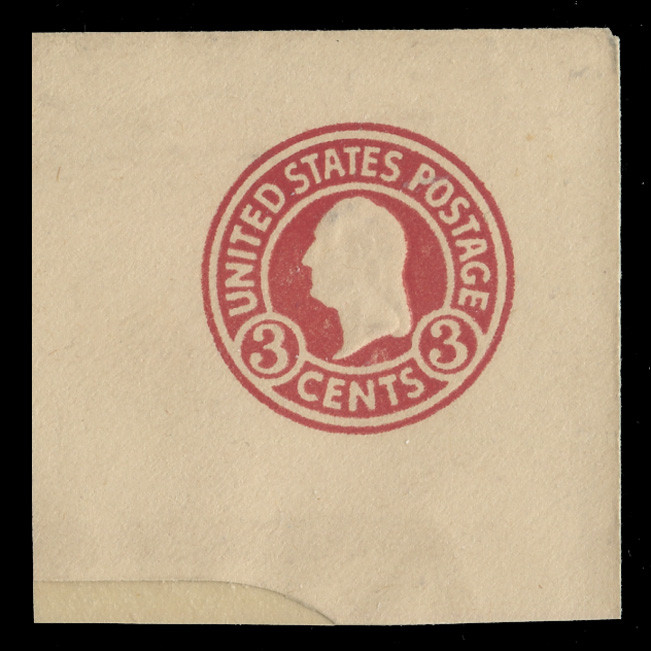 USA Scott # U 436h, 1915-32 3c Washington, Scott Die U93, carmine on white error, Die 5 - Mint Full Corner