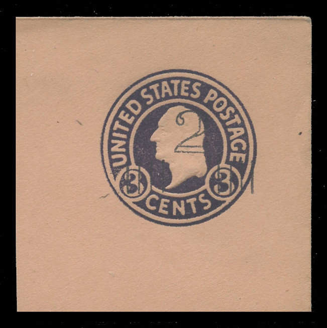 USA Scott # U 470b, 1920-1 2c on 3c (U438b) Washington, dark violet on oriental buff, Die 6 - Mint Full Corner