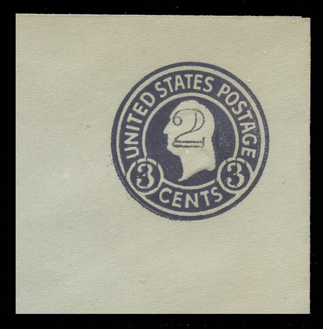 USA Scott # U 471a, 1920-1 2c on 3c (U439b) Washington, dark violet on blue, Die 5 - Mint Full Corner