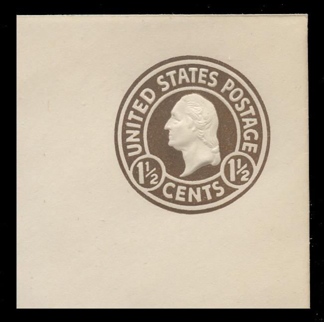 USA Scott # U 481, 1925 1½c Washington, Scott Die U93, brown on white, Die 1 - Mint Full Corner