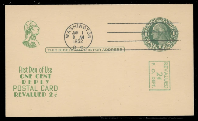 USA Scott #UY14 2c Re-Valued Thomas Jefferson Postal Card First Day Cover. Mike Sanders cachet.   (MUST - See Other Details)
