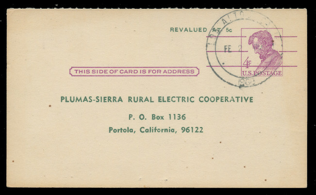 UY18r/R28A, Lincoln Reply Card, PORTOLA Re-Value, CANCELLED (MUST - See Other Details)