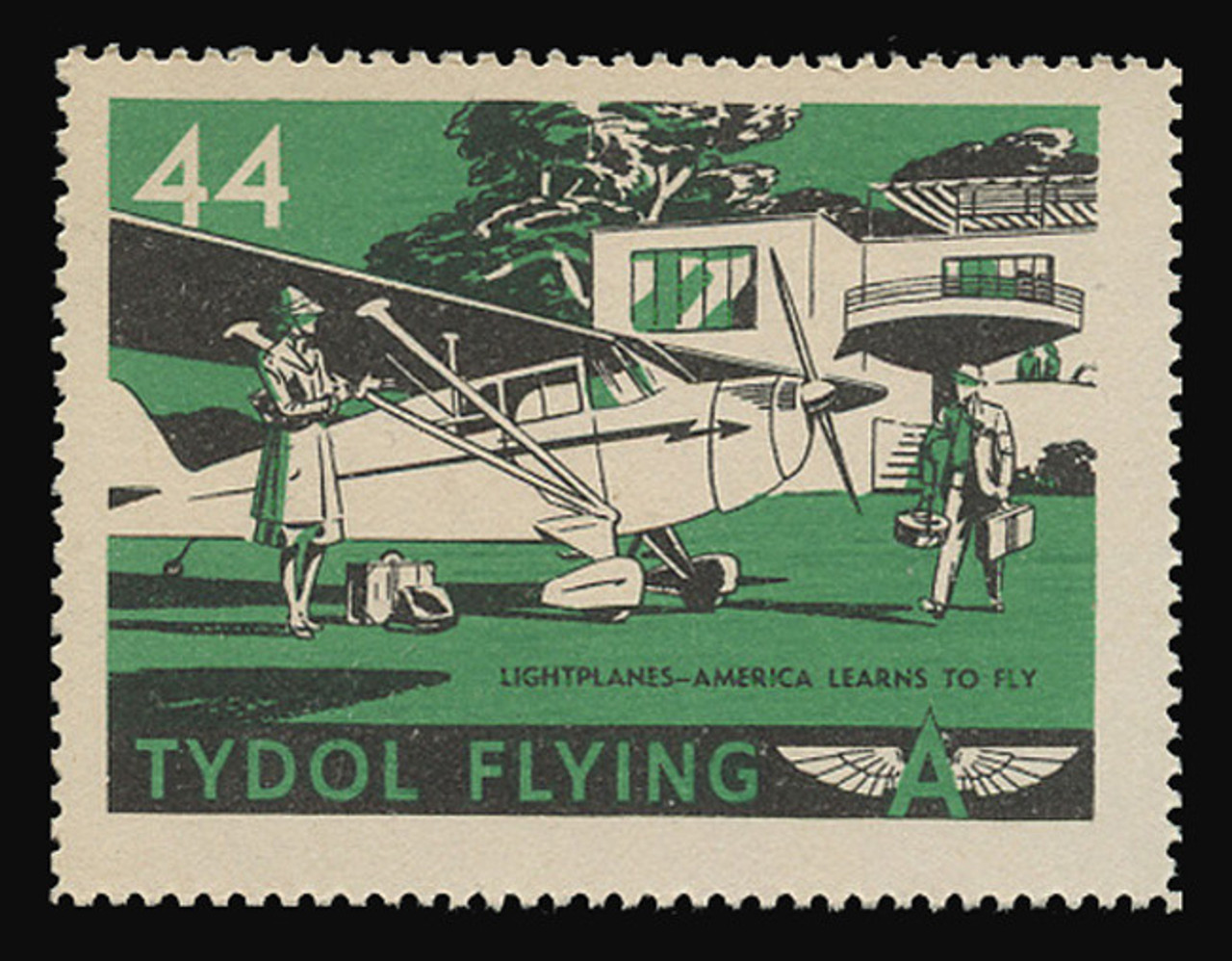 Tydol Flying "A" Poster Stamps of 1940 - #44, Lightplanes - America Learns to Fly